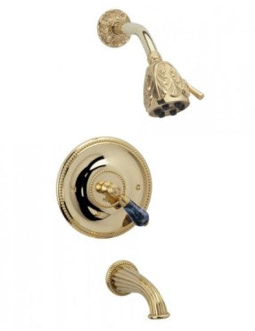Phylrich - Versailles Pressure Balance Tub and Shower Set, Bleu Sodalite Handle - Trim Only