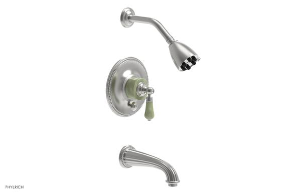 Phylrich - Regent Pressure Balance Tub and Shower Set - Green Onyx Handle