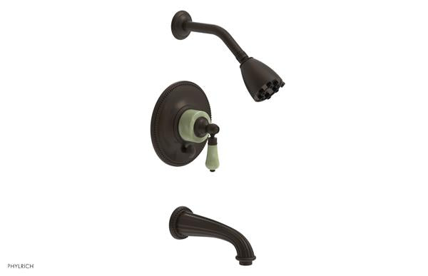 Phylrich - Regent Pressure Balance Tub and Shower Set - Green Onyx Handle