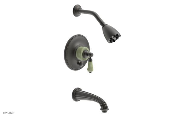 Phylrich - Regent Pressure Balance Tub and Shower Set - Green Onyx Handle
