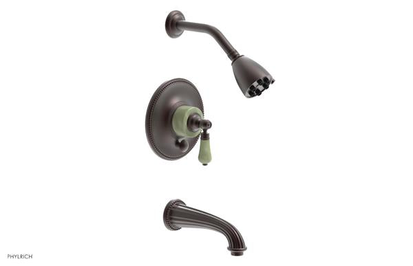 Phylrich - Regent Pressure Balance Tub and Shower Set - Green Onyx Handle