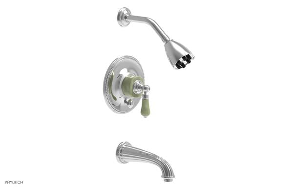 Phylrich - Regent Pressure Balance Tub and Shower Set - Green Onyx Handle