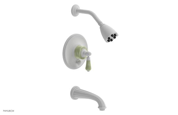 Phylrich - Regent Pressure Balance Tub and Shower Set - Green Onyx Handle