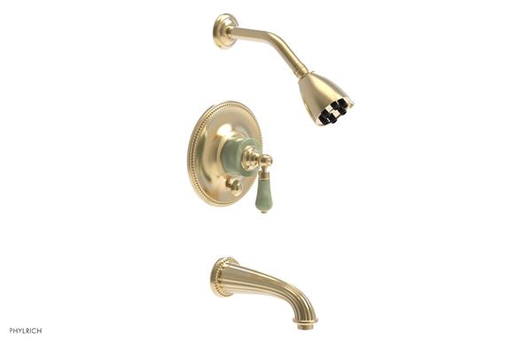 Phylrich - Regent Pressure Balance Tub and Shower Set - Green Onyx Handle