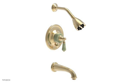 Phylrich - Regent Pressure Balance Tub and Shower Set - Green Onyx Handle