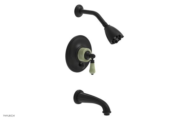 Phylrich - Regent Pressure Balance Tub and Shower Set - Green Onyx Handle