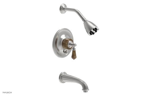 Phylrich - Regent Pressure Balance Tub and Shower Set Trim - Brown Onyx Handle