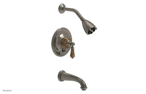 Phylrich - Regent Pressure Balance Tub and Shower Set Trim - Brown Onyx Handle