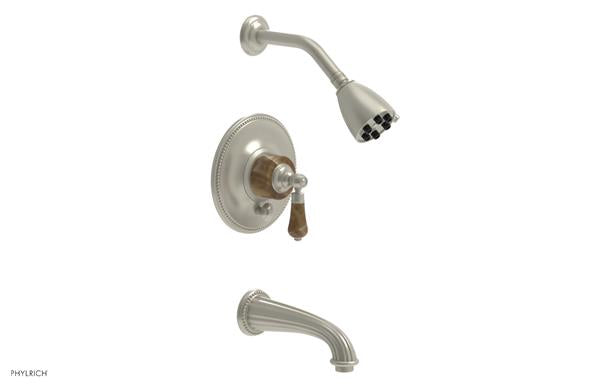 Phylrich - Regent Pressure Balance Tub and Shower Set Trim - Brown Onyx Handle