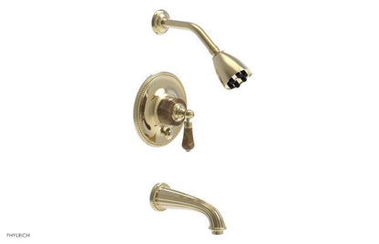 Phylrich - Regent Pressure Balance Tub and Shower Set Trim - Brown Onyx Handle