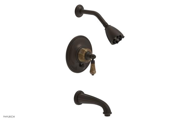 Phylrich - Regent Pressure Balance Tub and Shower Set Trim - Brown Onyx Handle