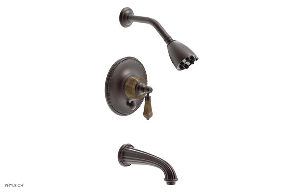 Phylrich - Regent Pressure Balance Tub and Shower Set Trim - Brown Onyx Handle