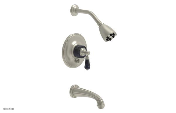Phylrich - Regent Pressure Balance Tub and Shower Set Trim - Bleu Sodalite Handle