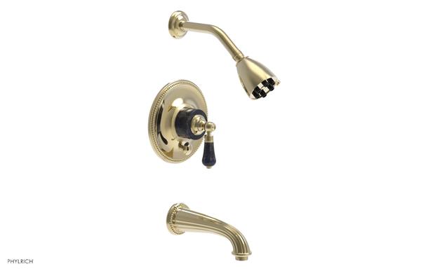 Phylrich - Regent Pressure Balance Tub and Shower Set Trim - Bleu Sodalite Handle