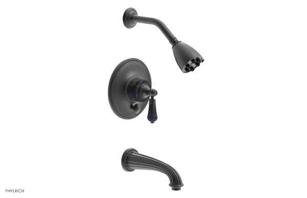 Phylrich - Regent Pressure Balance Tub and Shower Set Trim - Bleu Sodalite Handle