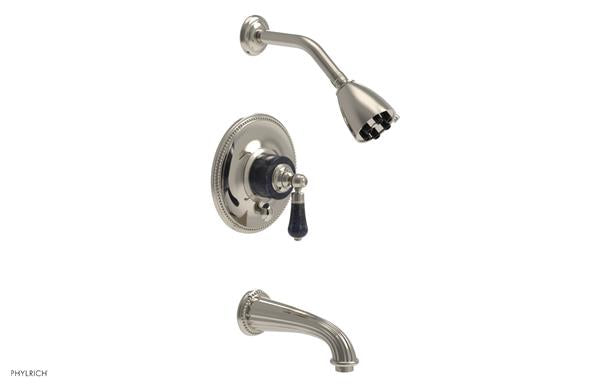 Phylrich - Regent Pressure Balance Tub and Shower Set Trim - Bleu Sodalite Handle