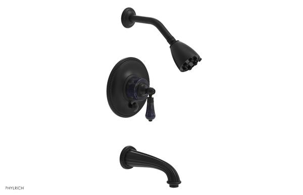 Phylrich - Regent Pressure Balance Tub and Shower Set Trim - Bleu Sodalite Handle