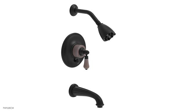 Phylrich - Regent Pressure Balance Tub and Shower Set Trim Only - Pink Onyx Handle