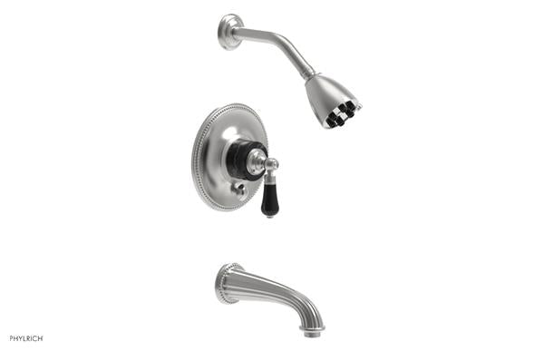 Phylrich - Regent Pressure Balance Tub and Shower Set Trim Only - Black Onyx Handle