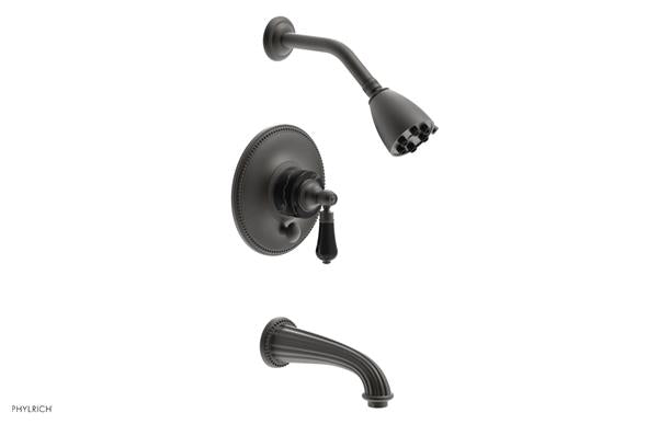 Phylrich - Regent Pressure Balance Tub and Shower Set Trim Only - Black Onyx Handle