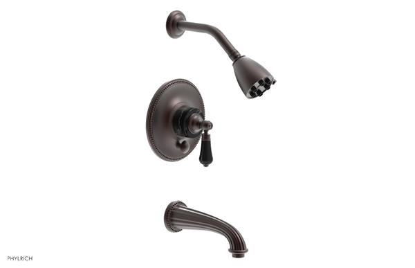 Phylrich - Regent Pressure Balance Tub and Shower Set Trim Only - Black Onyx Handle