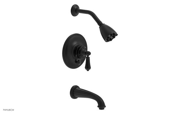 Phylrich - Regent Pressure Balance Tub and Shower Set Trim Only - Black Onyx Handle