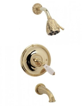 Phylrich - Valencia Pressure Balance Tub and Shower Set White Marble Lever Handles - Trim Only