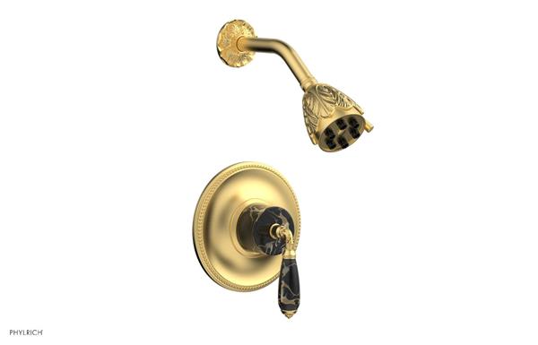 Phylrich - Valencia Pressure Balance Shower Set White Marble Lever Handles - Trim Only