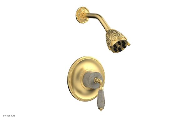 Phylrich - Valencia Pressure Balance Shower Set Trim - Beige Marble Lever Handles