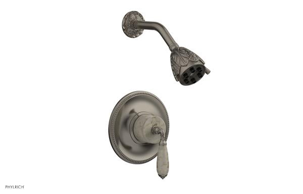 Phylrich - Valencia Pressure Balance Shower Set Trim - Beige Marble Lever Handles