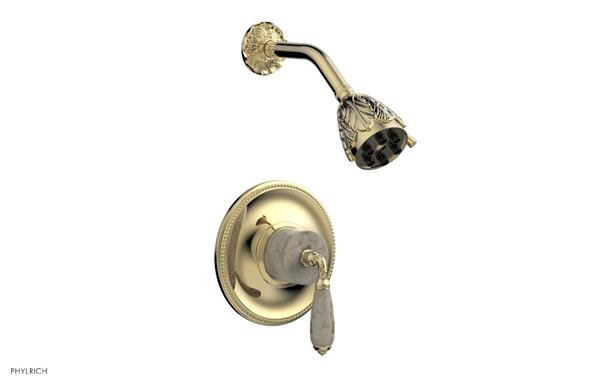 Phylrich - Valencia Pressure Balance Shower Set Trim - Beige Marble Lever Handles