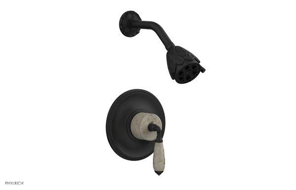 Phylrich - Valencia Pressure Balance Shower Set Trim - Beige Marble Lever Handles