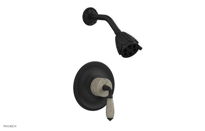 Phylrich - Valencia Pressure Balance Shower Set Trim - Beige Marble Lever Handles