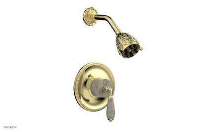 Phylrich - Valencia Pressure Balance Shower Set Trim - Beige Marble Lever Handles