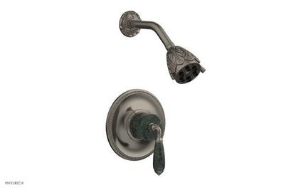 Phylrich - Valencia Pressure Balance Shower Set Trim - Green Marble Lever Handles
