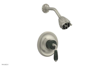 Phylrich - Valencia Pressure Balance Shower Set Trim - Green Marble Lever Handles