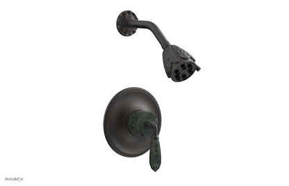 Phylrich - Valencia Pressure Balance Shower Set Trim - Green Marble Lever Handles