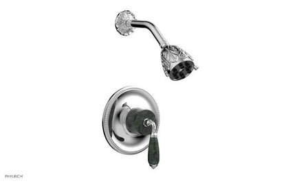 Phylrich - Valencia Pressure Balance Shower Set Trim - Green Marble Lever Handles