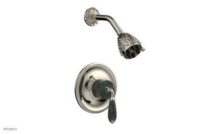 Phylrich - Valencia Pressure Balance Shower Set Trim - Green Marble Lever Handles