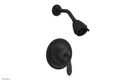 Phylrich - Valencia Pressure Balance Shower Set Trim - Green Marble Lever Handles