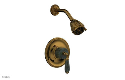 Phylrich - Valencia Pressure Balance Shower Set Trim - Green Marble Lever Handles