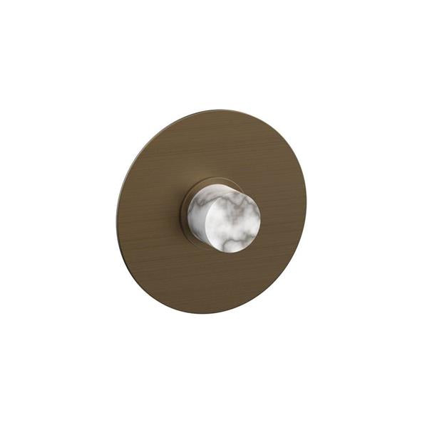 Phylrich - Basic II Round Shower Plate & Handle Trim, Black Marble Handle