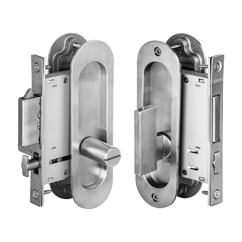 Linnea - Round ADA Compliant Privacy Pocket Door Lock Set Minimum