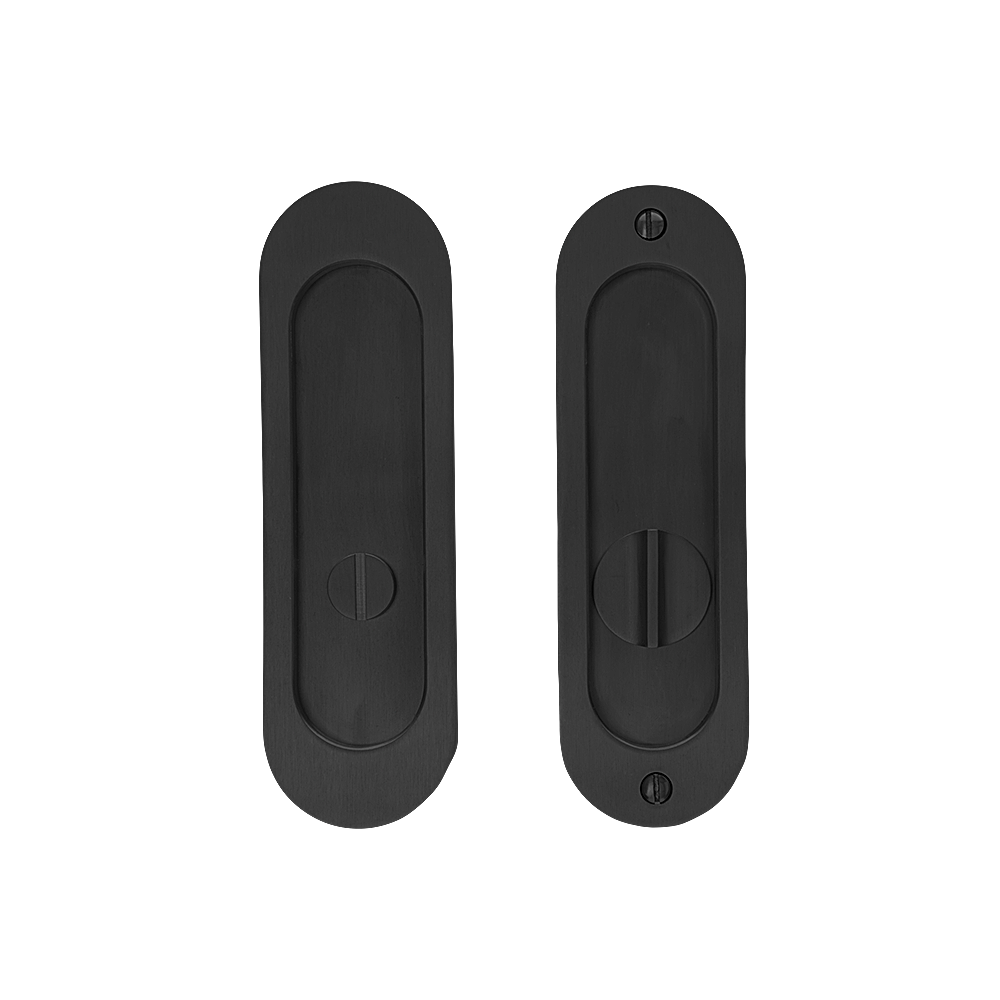 Linnea - Round Privacy Pocket Door Lock- Straight Pull Minimum Door Thickness 1-3/8 Inch