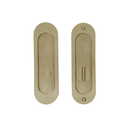 Linnea - Round Privacy Pocket Door Lock- Straight Pull Minimum Door Thickness 1-3/8 Inch