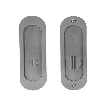 Linnea - Round Privacy Pocket Door Lock- Straight Pull Minimum Door Thickness 1-3/8 Inch