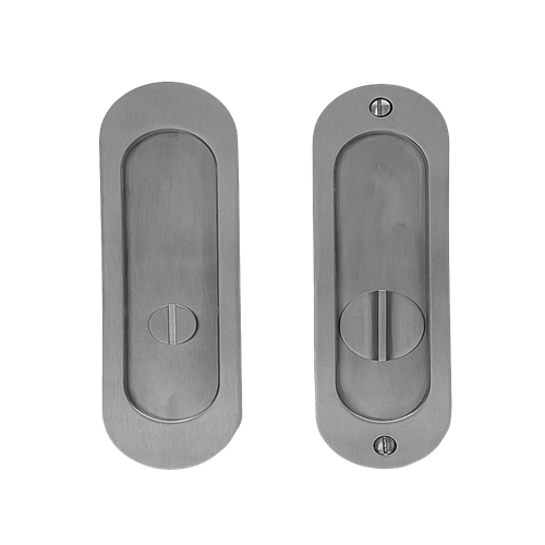 Linnea - Round Privacy Pocket Door Lock- Straight Pull Minimum Door Thickness 1-3/8 Inch