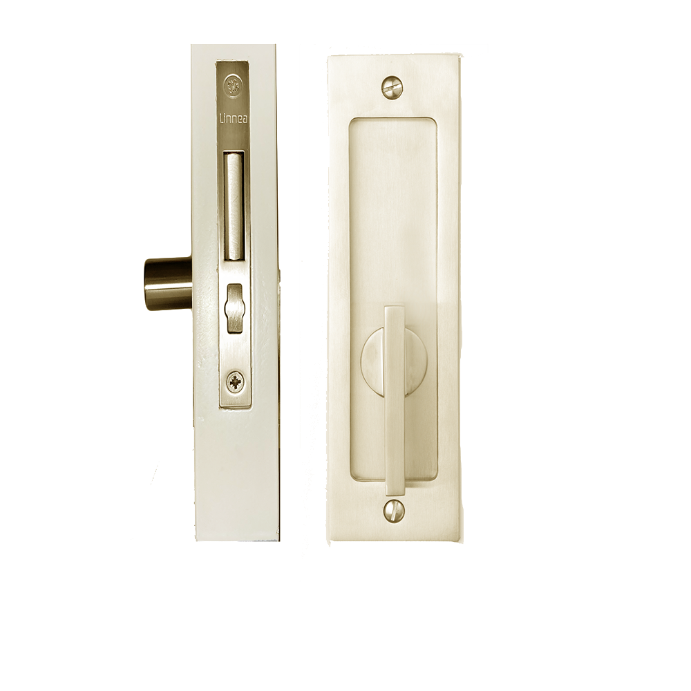 Linnea - Square ADA Compliant Privacy Pocket Door Lock Minimum Door Thickness 1-3/8 Inch