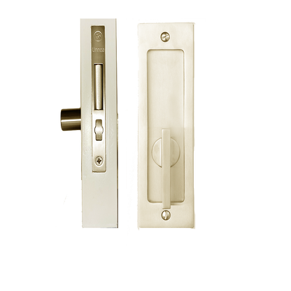 Linnea - Square ADA Compliant Privacy Pocket Door Lock Minimum Door Thickness 1-3/8 Inch