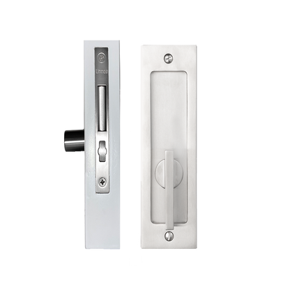 Linnea - Square ADA Compliant Privacy Pocket Door Lock Minimum Door Thickness 1-3/8 Inch